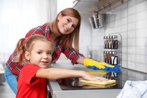 Cleaning the kitchen